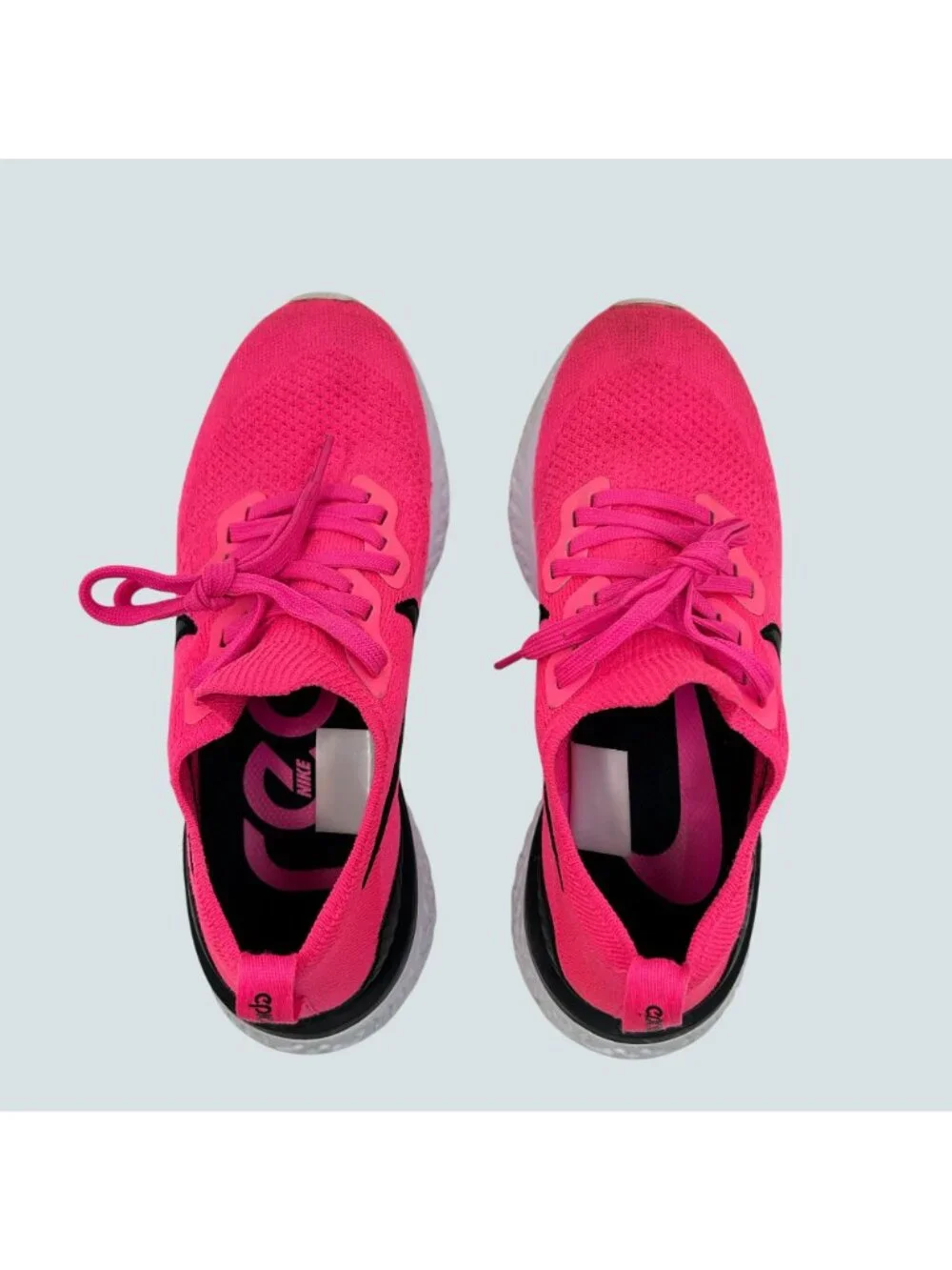 Nike Womens Epic React Flyknit Running Shoes Pink/Black US 7.5